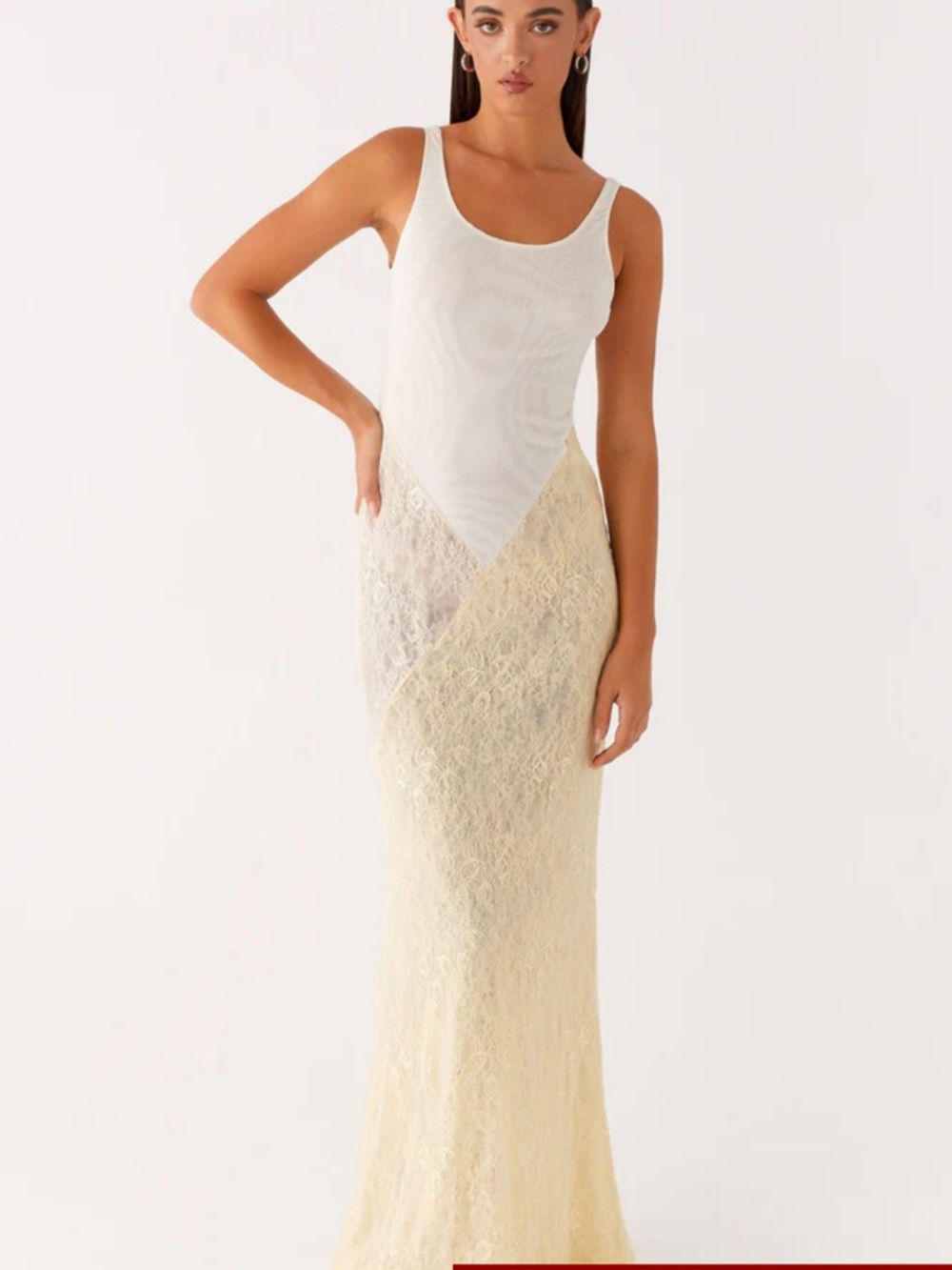 Peppermayo White and Cream Lace Maxi Dress